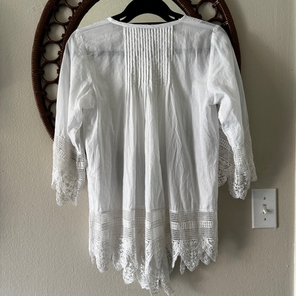 Cabi crochet detail one button closure boho blouse size XS oversized - Picture 2 of 11